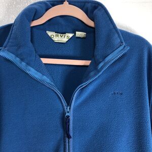 Orvis Mens Blue Full Zip Fleece Jacket with Pockets Size Small